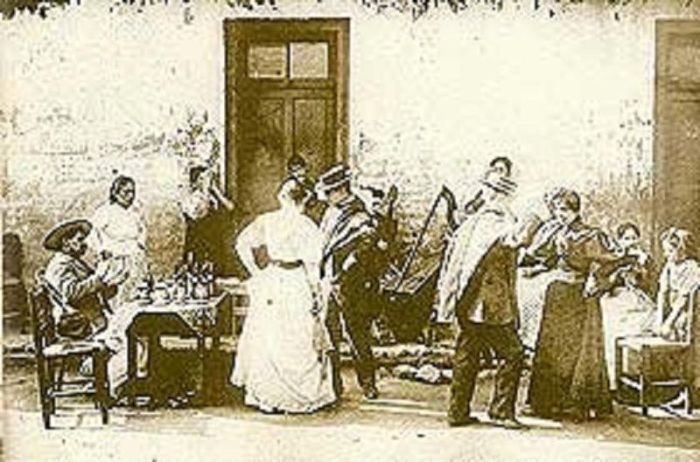 Reunión social en una quinta del periodo, resumen de el fistol del diablo