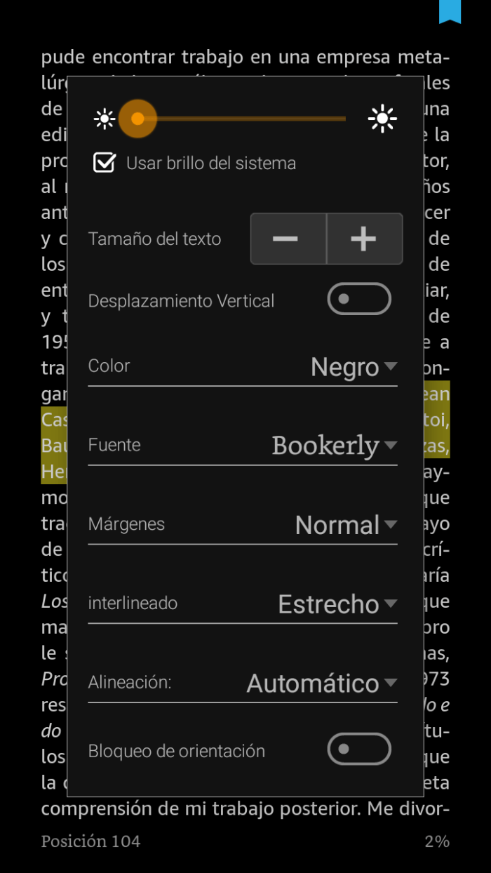 Modo nocturno activado